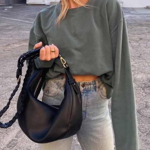 Jules Kae Black Zola Half Moon Bag in Vegan Leather NWOT